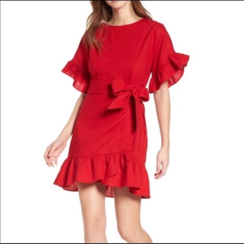 Nordstrom Wrap Ruffle Short Sleeve Dress